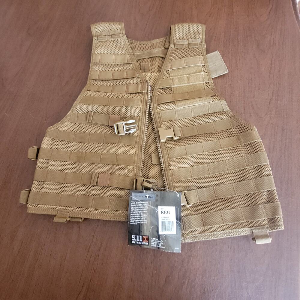 New 5.11 Tactical VTAC LBE Vest Flat Dark Earth Tan MOLLE Load Bearing Regular